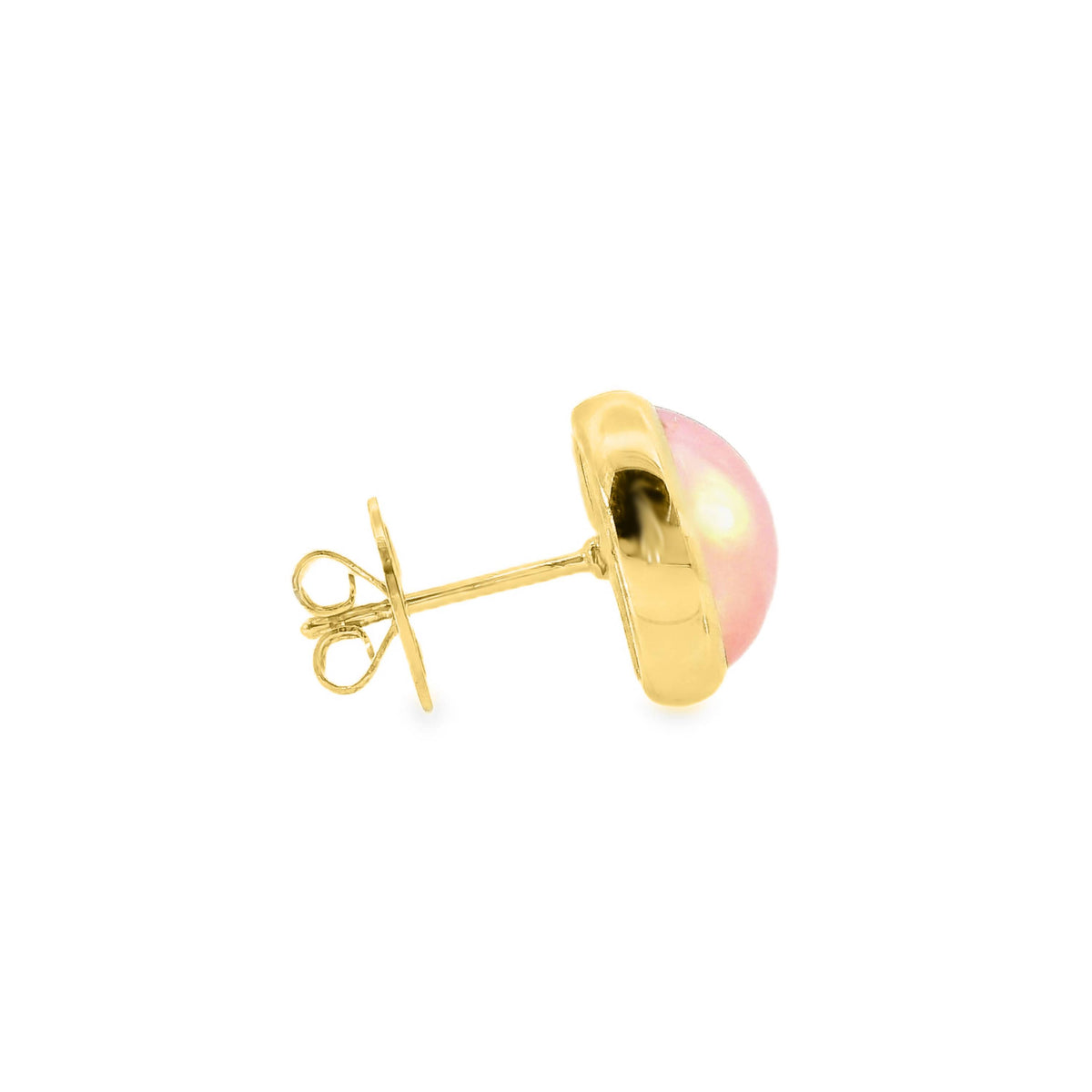 9ct Yellow Gold Pink Mabe Pearl Stud Earrings