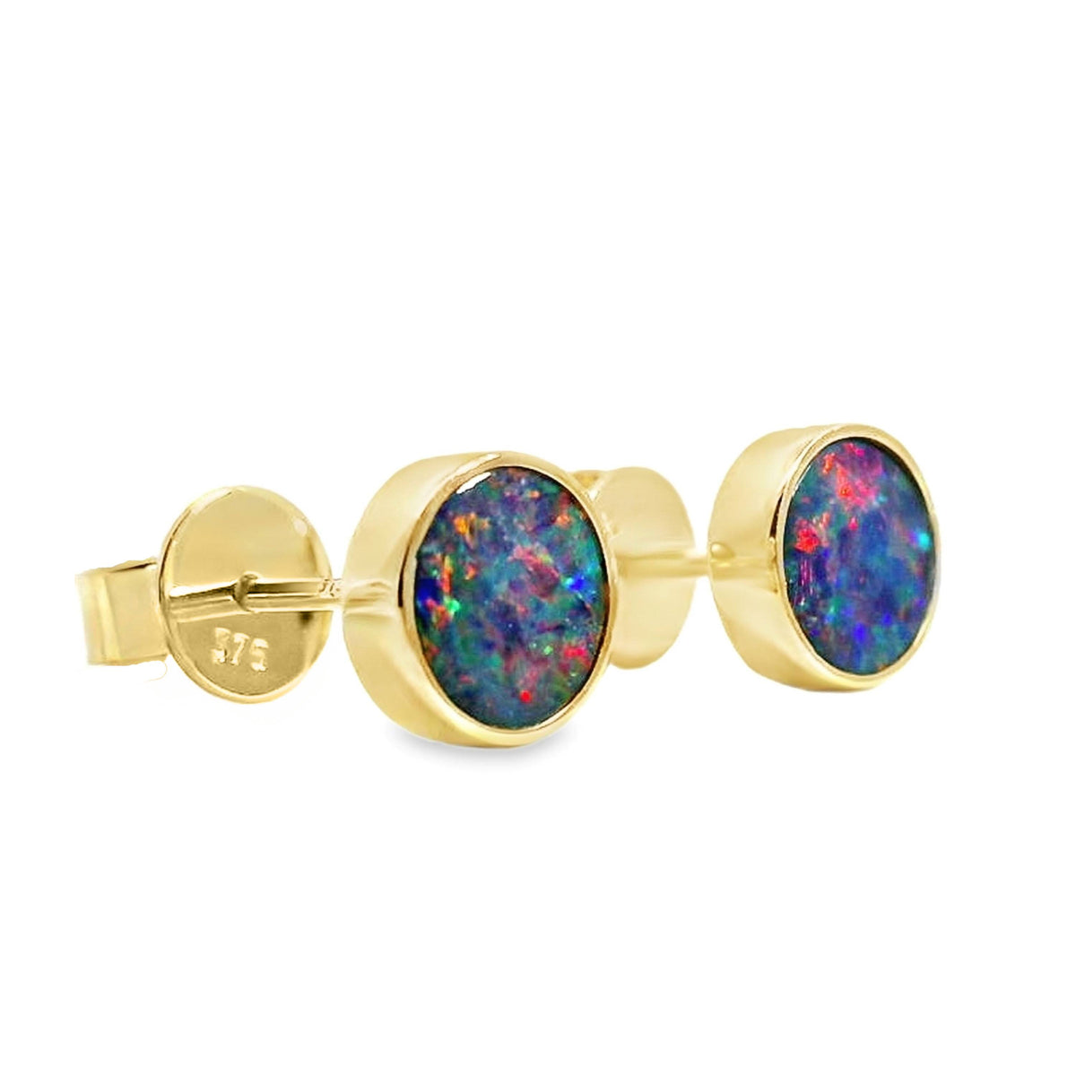 9ct Yellow Gold Opal Doublet Stud Earrings