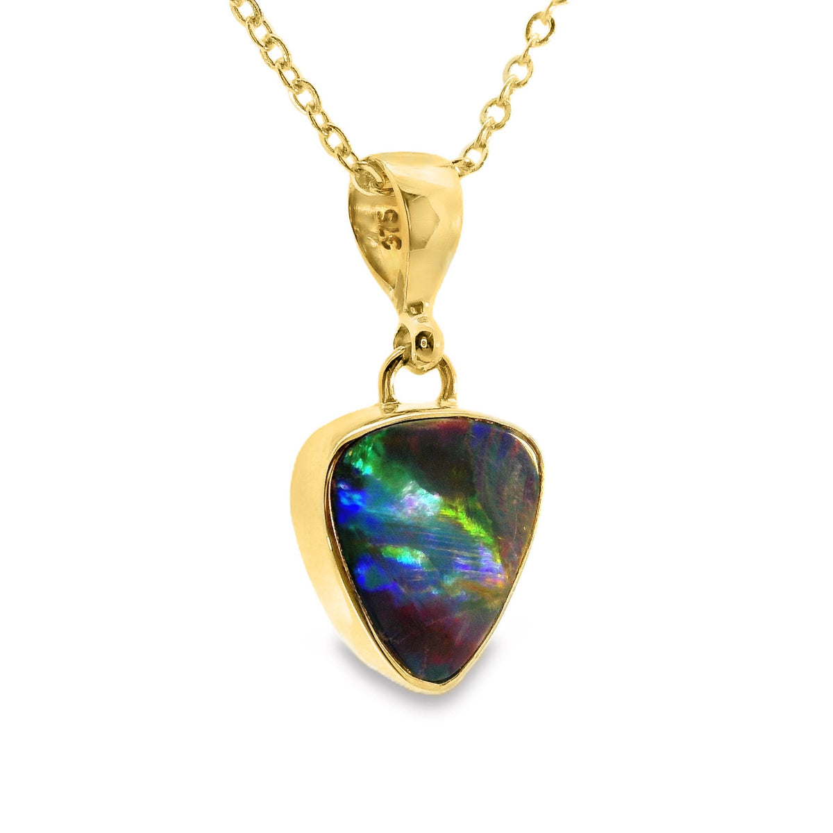 9ct Yellow Gold Opal Doublet Pendant