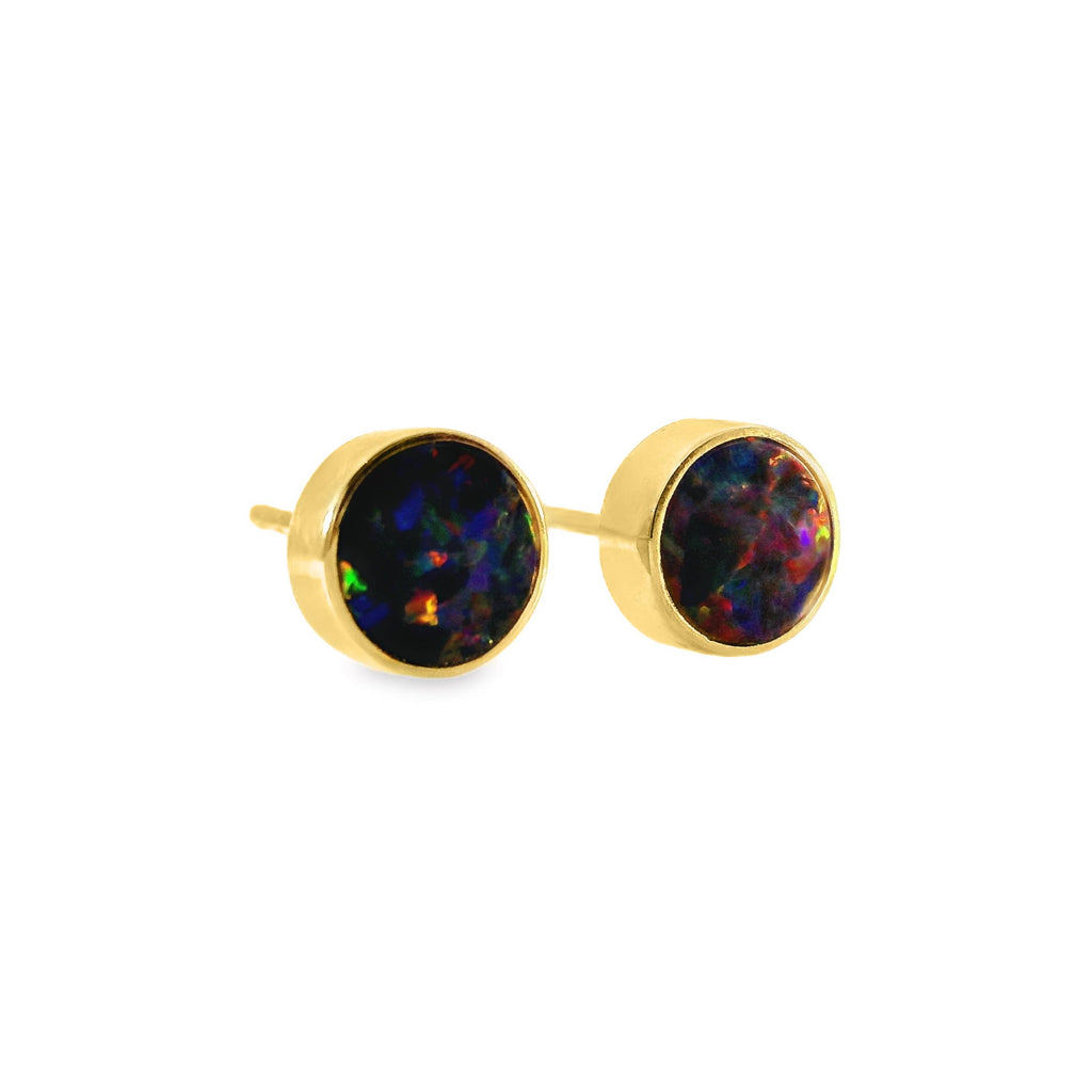 9ct Yellow Gold Opal Doublet Studs