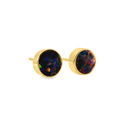 9ct Yellow Gold Opal Doublet Studs
