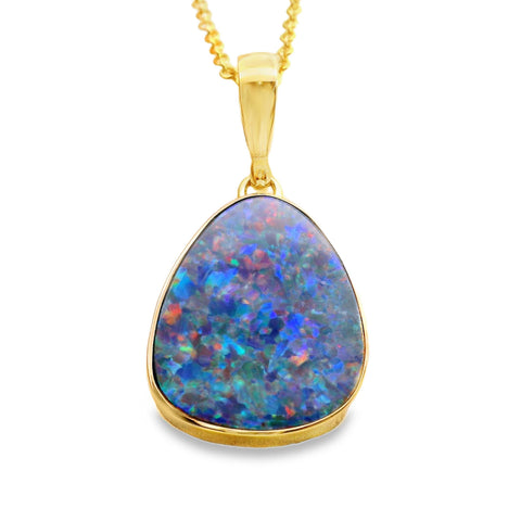 9ct Yellow Gold Bezel Set Coober Pedy Opal Pendant