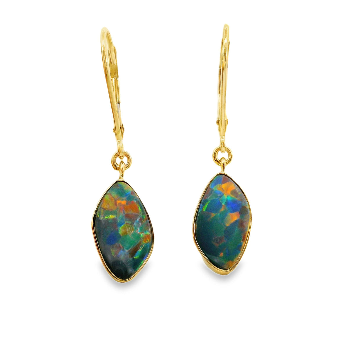 9ct Yellow Gold Coober Pedy Bezel Set Continental Hook Earrings