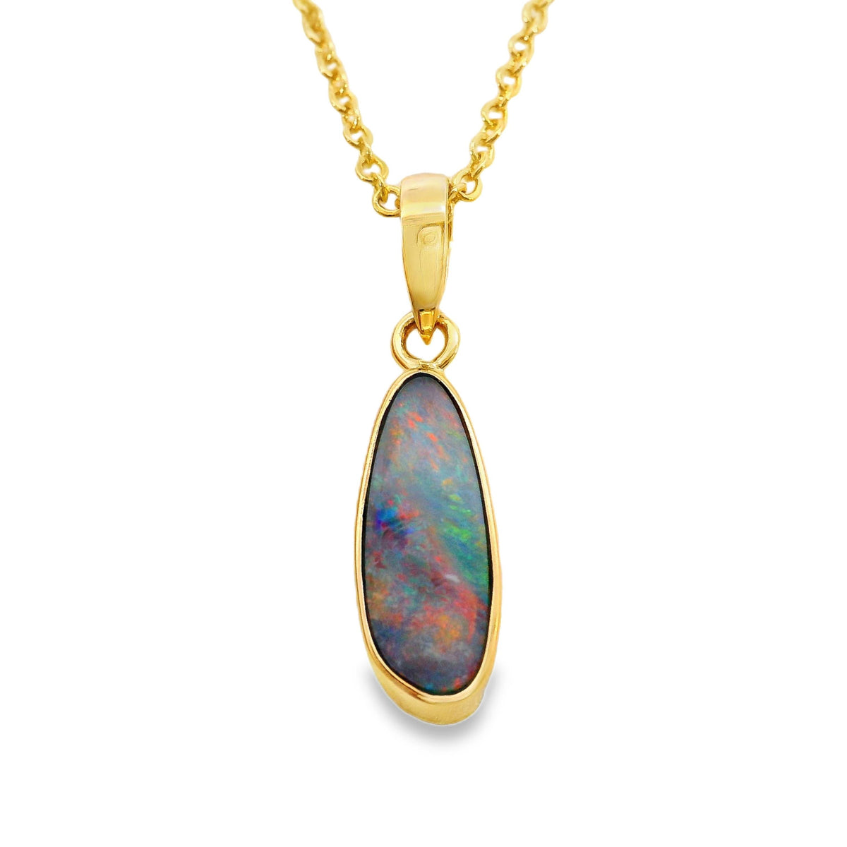 9ct Yellow Gold Bezel Set Coober Pedy Opal Pendant