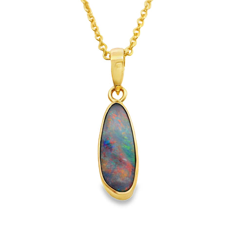 9ct Yellow Gold Bezel Set Coober Pedy Opal Pendant