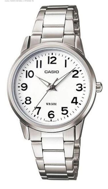Casio Ladies Analogue Watch Silver LTP1303D-7B