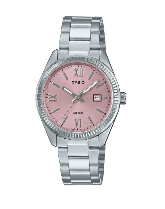Casio Ladies Analogue Watch Silver And Pink LTP1302DD-4A1