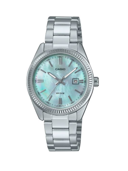Casio Ladies Analogue Watch Blue Mother Of Pearl LTP1302DS-2A