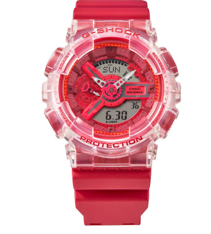 G Shock digital lucky drop LEDt, W/time, alarm, S/W, 200m, red face & band, resin