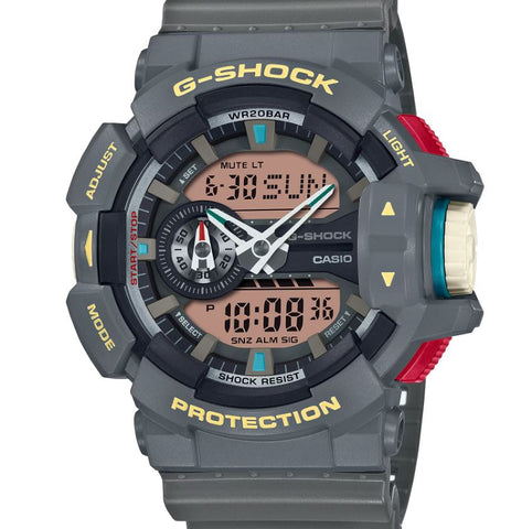 G shock duo vintage color LED, w/time, S/W, alarm, 200m grey bezel and resin band