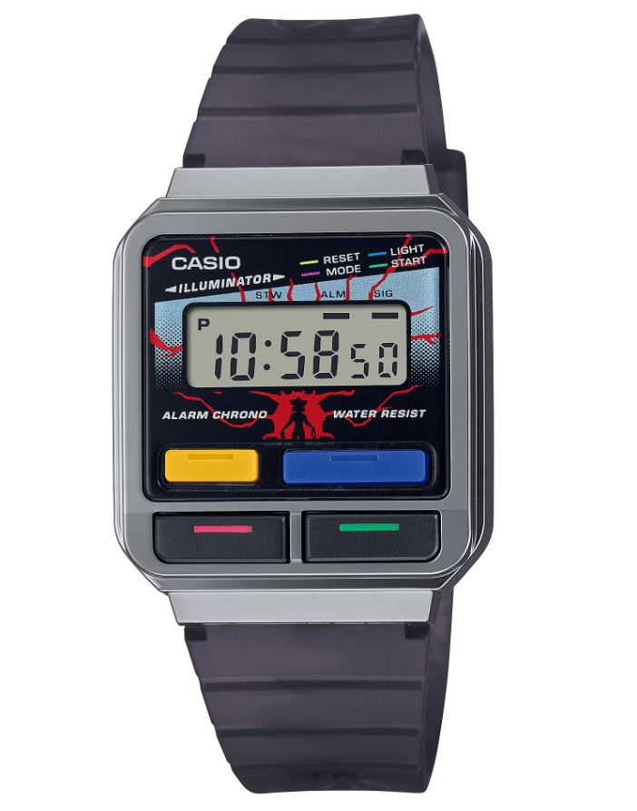 Casio DIG Stranger Things COLL LED, S/W, alarm, WR chrome plated resin band