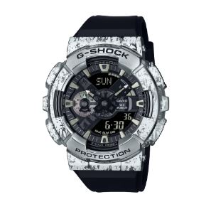 G SHOCK DUO GRUNGE CAMO W/TIME, S/W, ALARM, 200M S/STEEL CASE, BLACK RESIN BAND