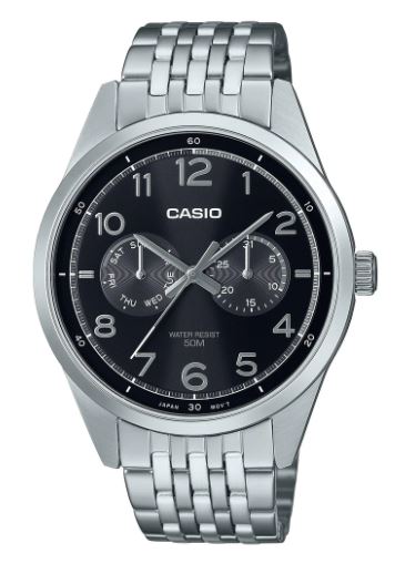 Casio Analogue Watch Black Dial MTPE340D-1A