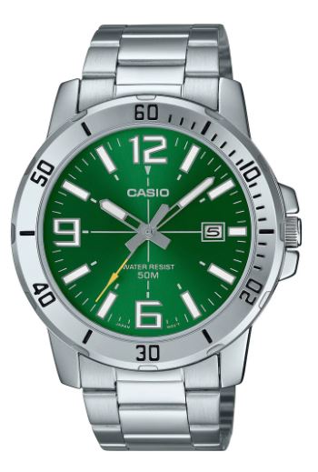 Casio Gents Analogue Watch With Green Dial MTPVD01D-3B