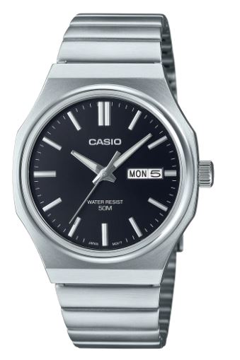 Casio Analogue Octagonal Case Watch Silver MTPE735D-1A