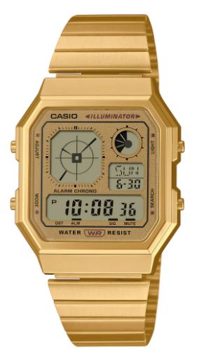 Casio Digital Stylish Octagon Watch Gold A130WEG-A