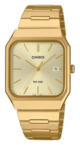 Casio Analogue Square Gold Watch MTPB185G-9A