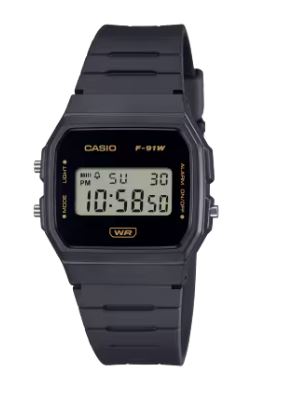 Casio Digital Square Face Watch Black F91WB-8A