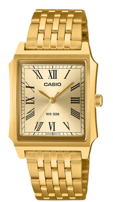 Casio Gold Dial Square Analogue Watch MTPB190G-9B