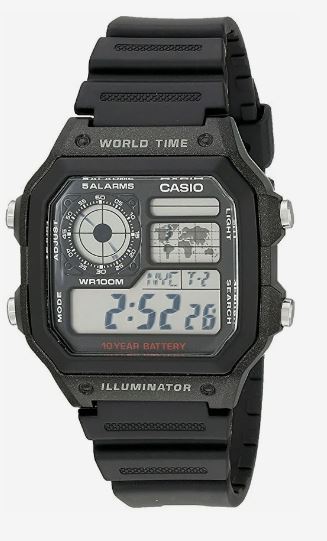 Casio Vintage World Time Digital Watch AE1200WH-1A