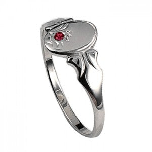 Sterling Silver Oval Pink Cubic Zirconia Signet Ring