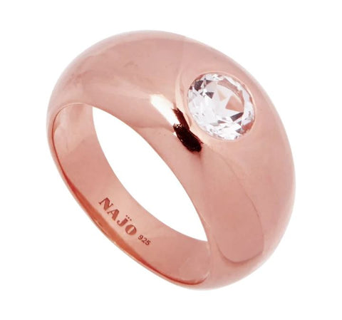 Najo Cosmic Rose Gold White Topaz Ring (Medium)