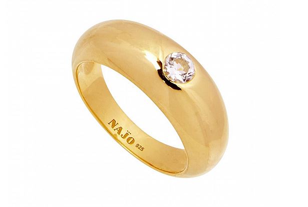 Najo Cosmic Narrow Yellow Gold White Topaz Ring (Medium)