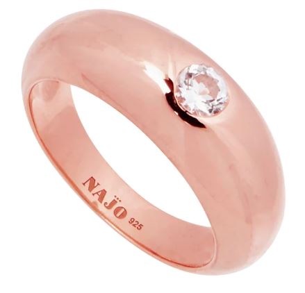 Najo Cosmic Narrow Rose Gold White Topaz Ring (Medium)