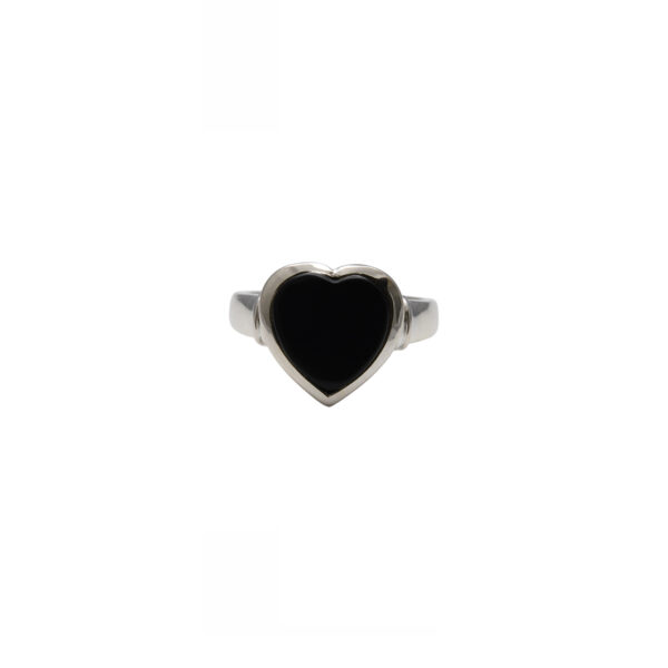 VT FLAT BLACK ONYX HEART RING