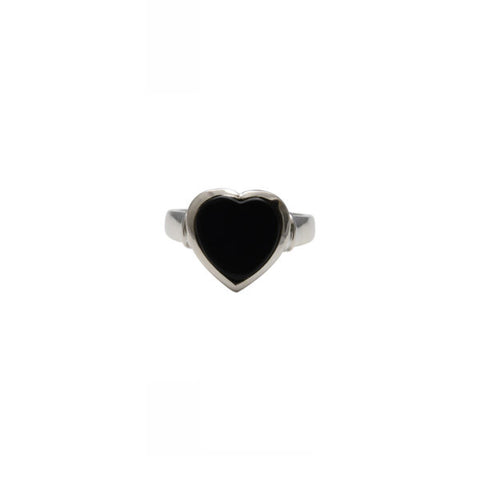 VT FLAT BLACK ONYX HEART RING