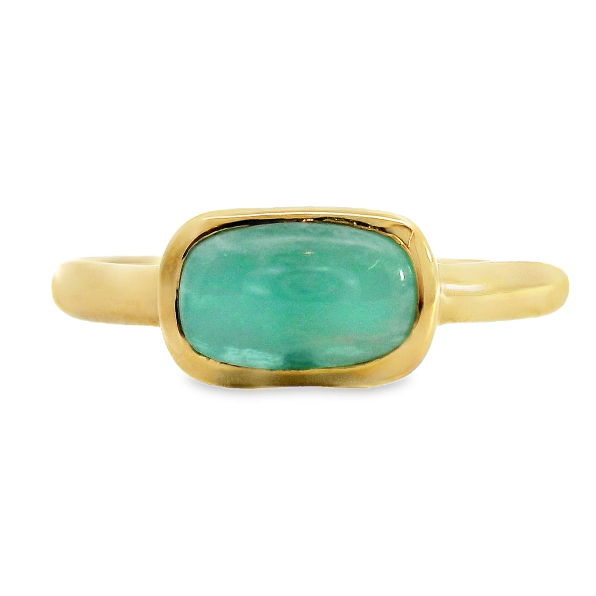 Aime-Toi 18ct Gold Plated Amazonite Bezel Set Ring 56