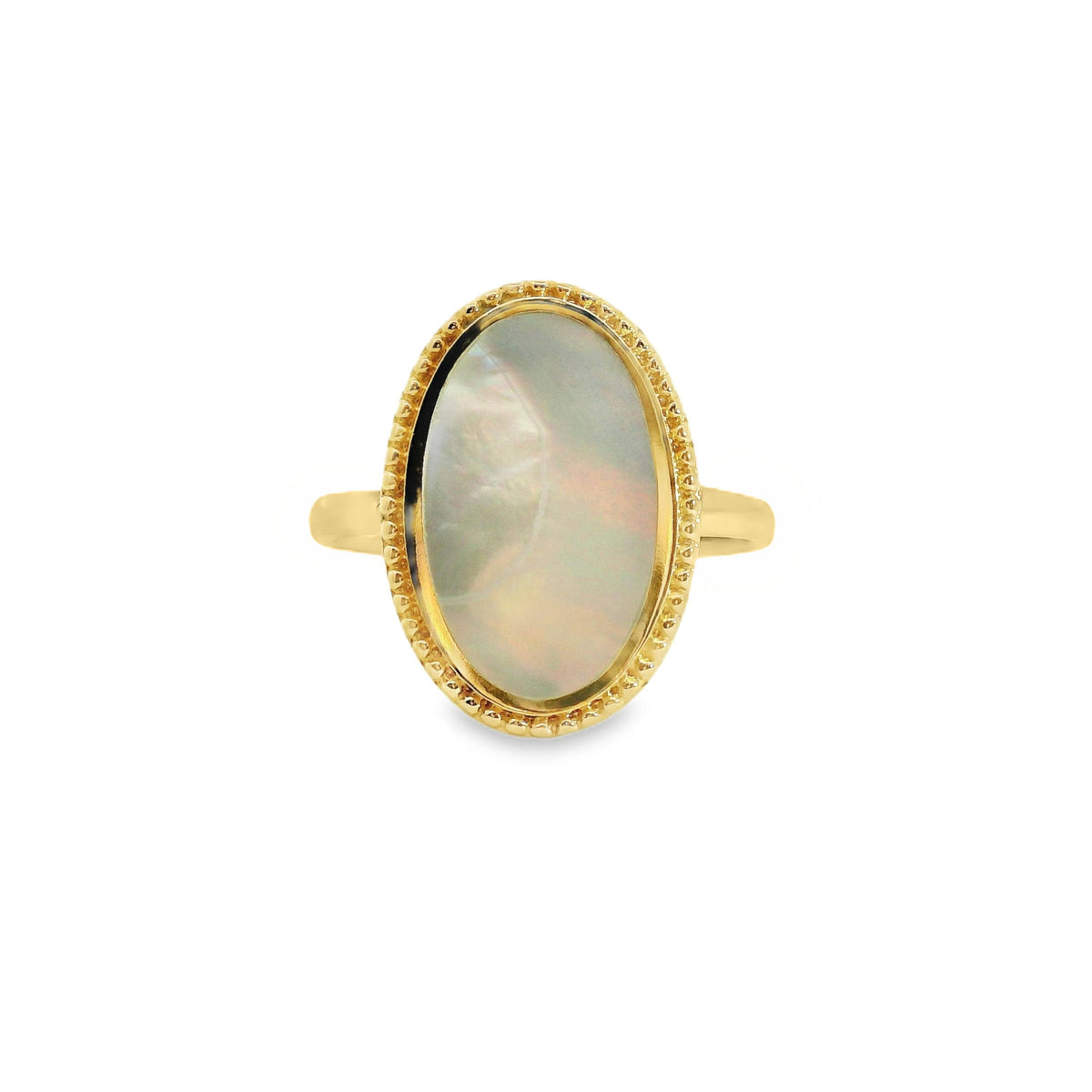 Mother Of Pearl Patterned Bezel Ring