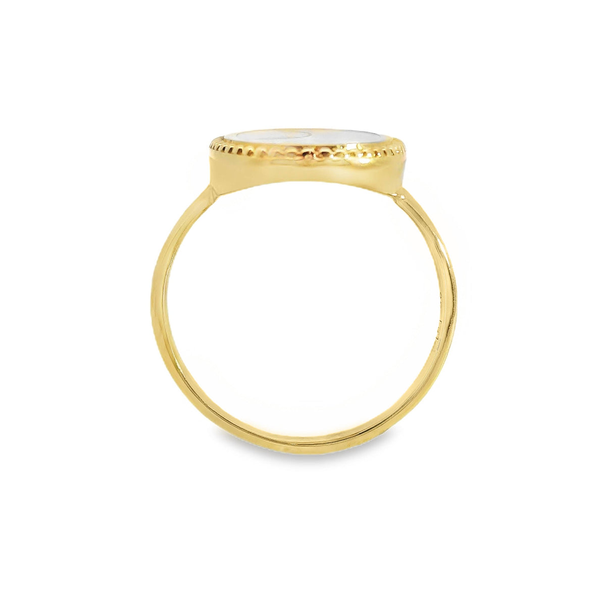 Mother Of Pearl Patterned Bezel Ring