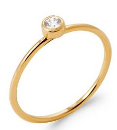 Aime-Toi 18ct Gold Plated Bezel Set CZ Ring 56