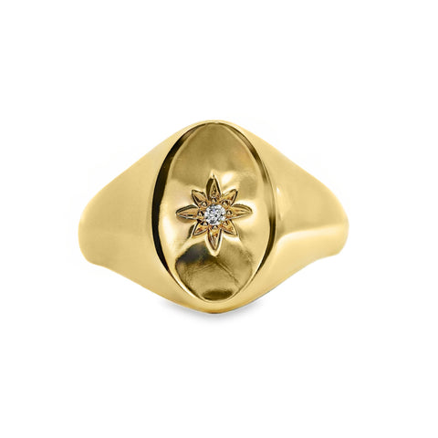 Aime-Toi Cubic Zirconia Starburst Signet Ring