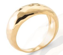 Aime-Toi 18ct Gold Plated Hammered Dome Ring 56