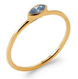 Aime-Toi 18ct Gold Plated Marquise Cut Synthetic Gemstone Bezel Set Ring 56