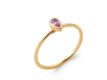 Aime-Toi 18ct Gold Plated Bezel Set Synthetic Gemstone Ring 56