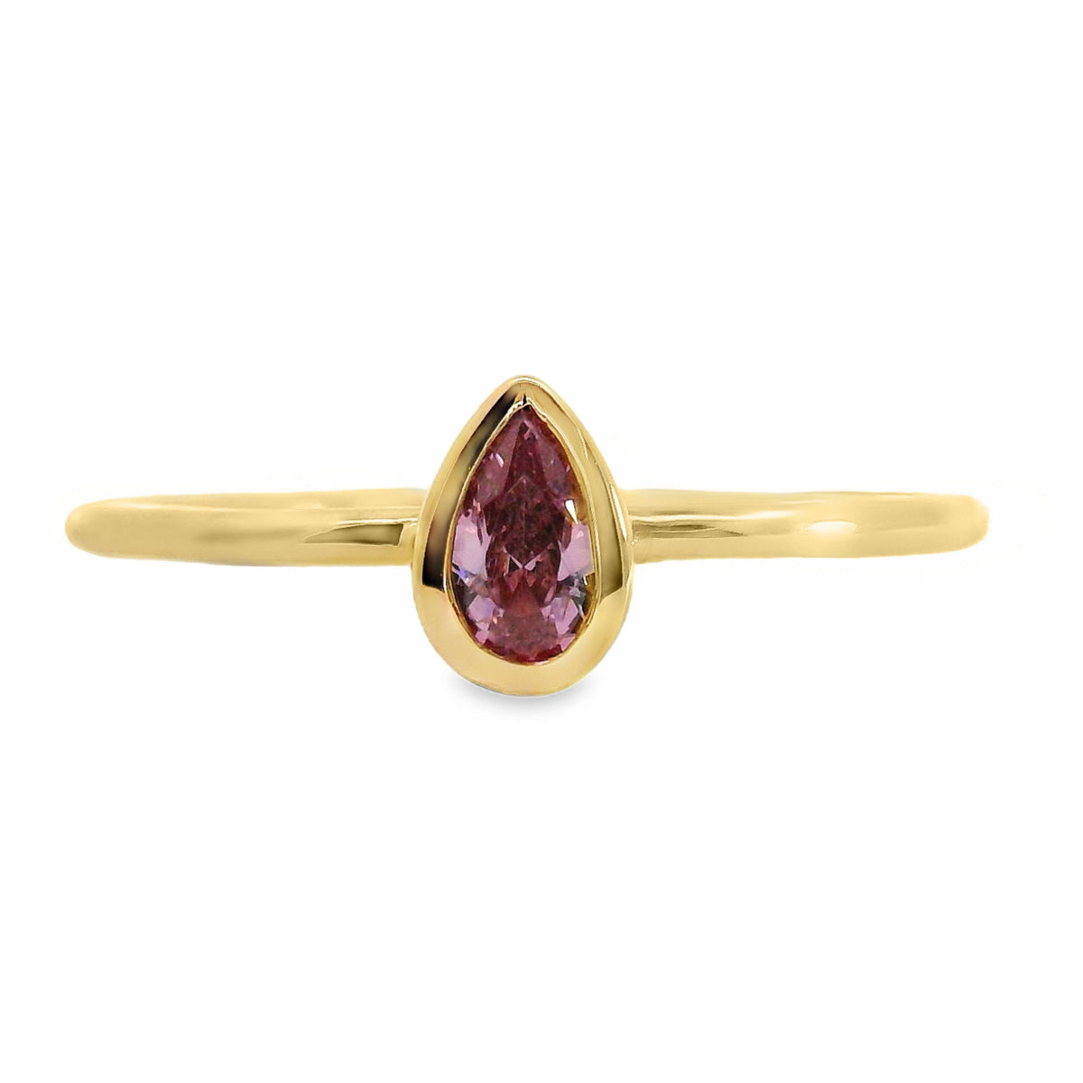 Aime-Toi 18ct Gold Plated Bezel Set Synthetic Gemstone Ring 56