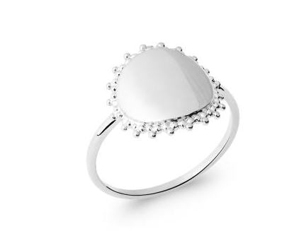 Aime-Toi Sterling Silver Patterned Disc Ring