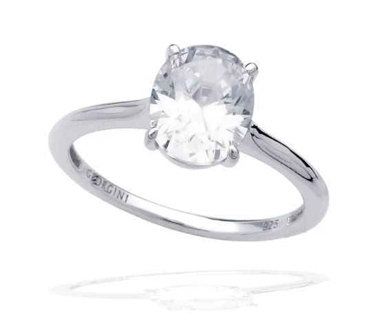 Georgini A Christmas Journey Ellipse Solitaire Ring Silver