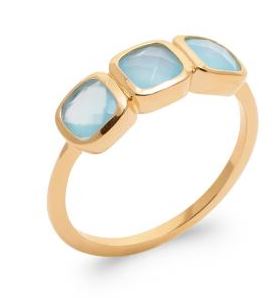 Aime-Toi 18ct Yellow Gold Blue Stone Trilogy Ring 54