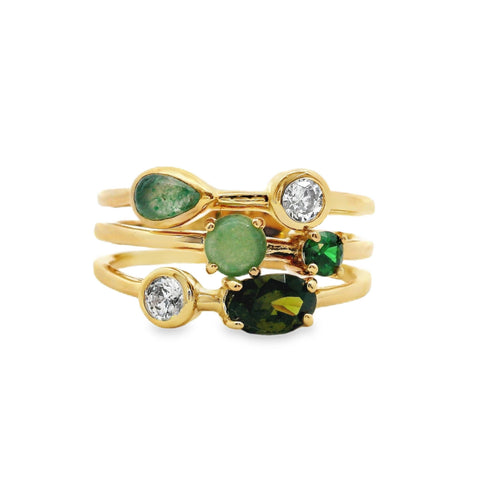 Aime-Toi 18ct Gold Plated Multi Synthetic Gemstone Triple Ring 54
