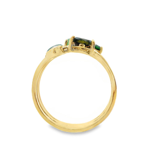 Aime-Toi 18ct Gold Plated Multi Synthetic Gemstone Triple Ring 54