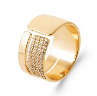 Aime-Toi 18ct Yellow Gold Plated CZ Pave Set Split Ring