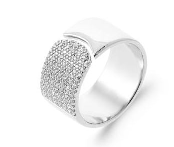 Aime-Toi Sterling Silver & Cubic Zirconia Set Wide Ring