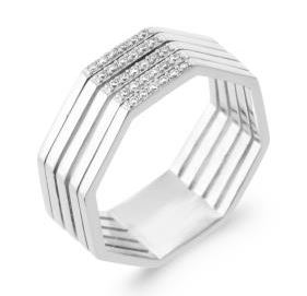 Aime-Toi Sterling Silver Octagon Shaped CZ Ring 54