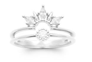Aime-Toi Sterling Silver Split Band Cubic Zirconia Set Ring 52