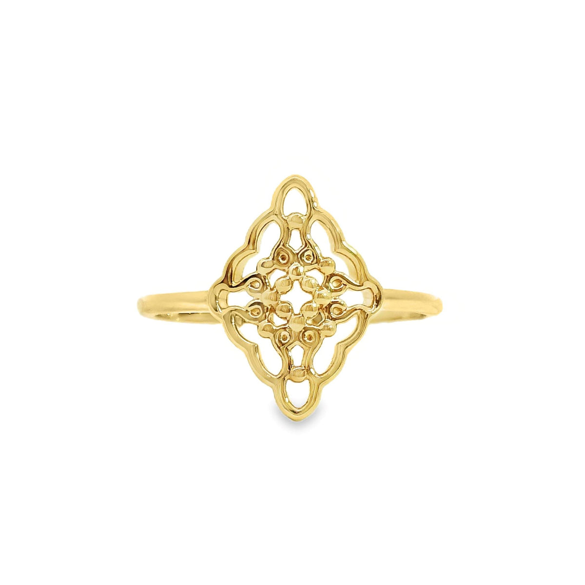 Aime-Toi 18ct Gold Plated Filigree Diamond Shaped Ring 58