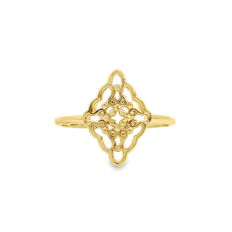 Aime-Toi 18ct Gold Plated Filigree Diamond Shaped Ring 58